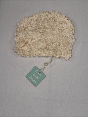 Lemon Loves Layette Cream Ruffled Baby Bonnet 12-18 months NWT